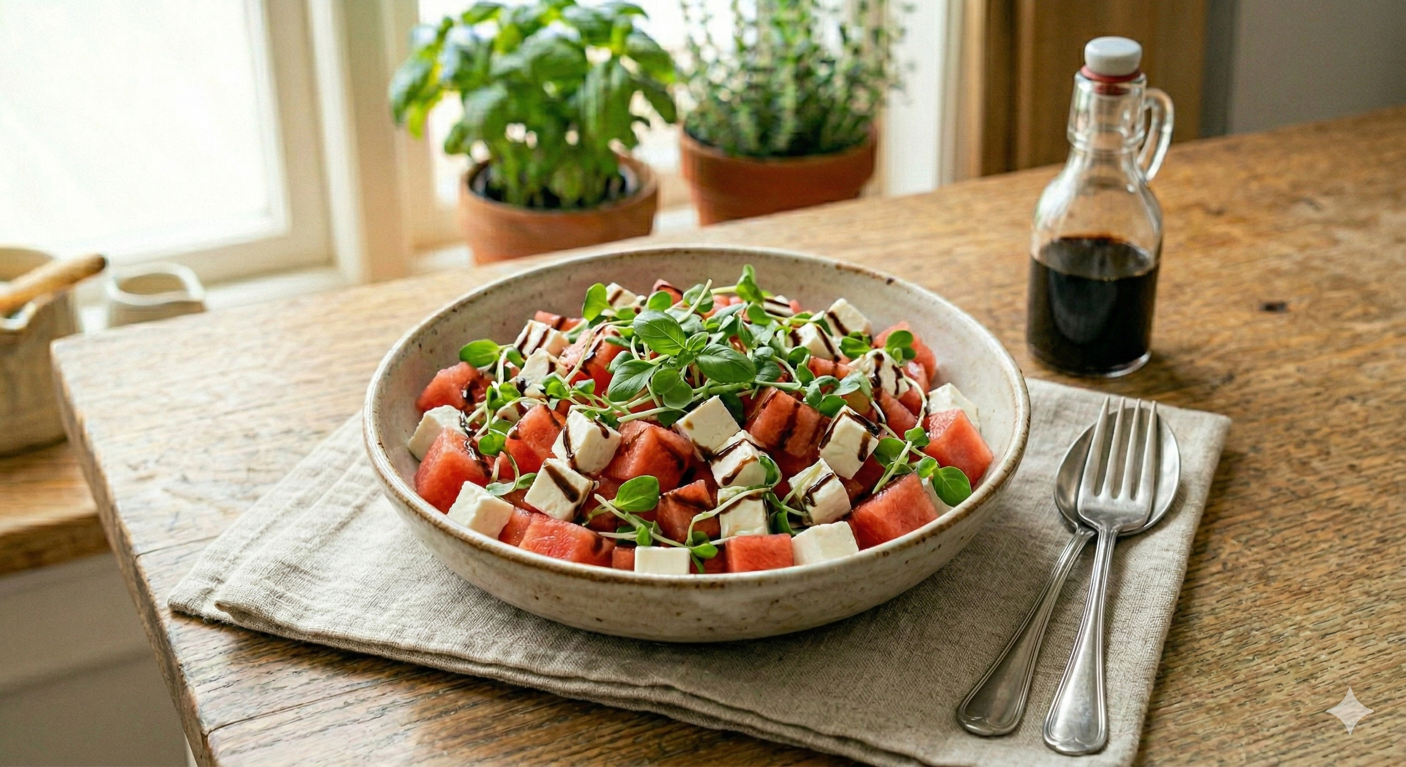 Watermelon, Feta & Microgreens Salad